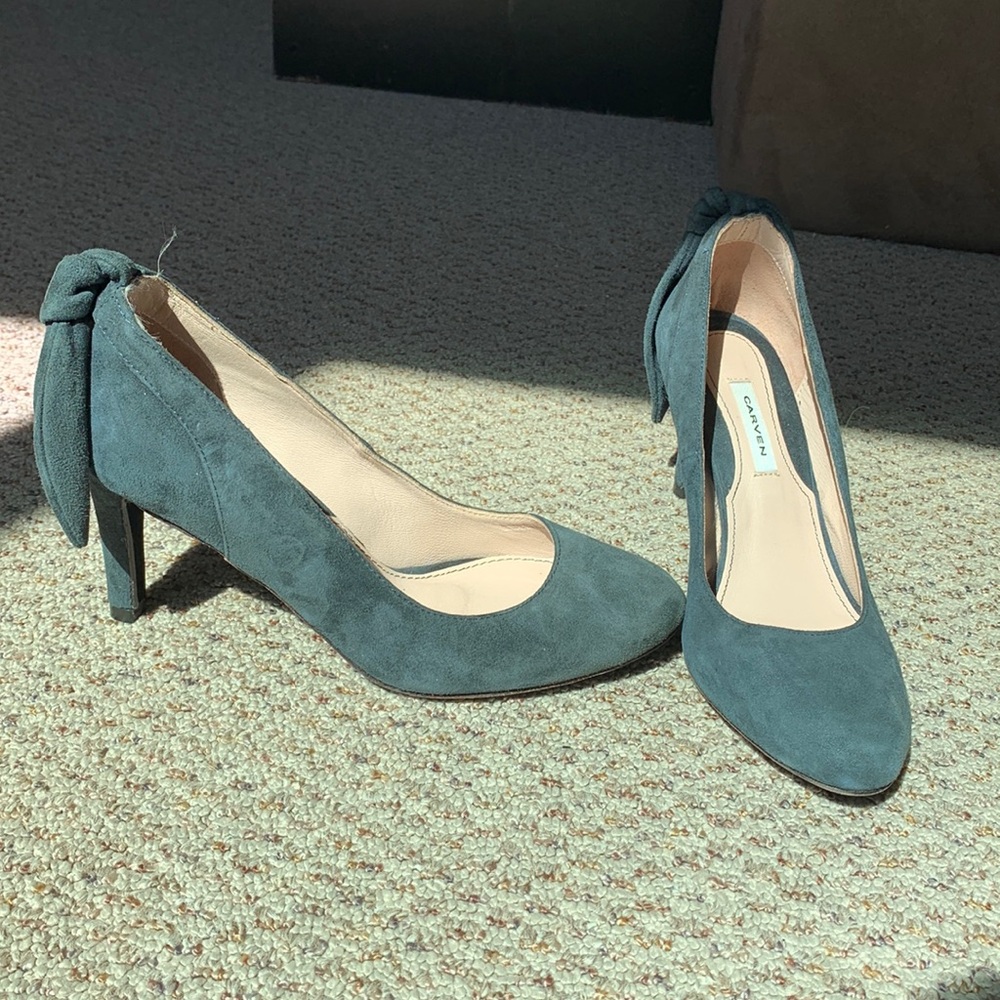 Carven suede teal blue heels / pumps